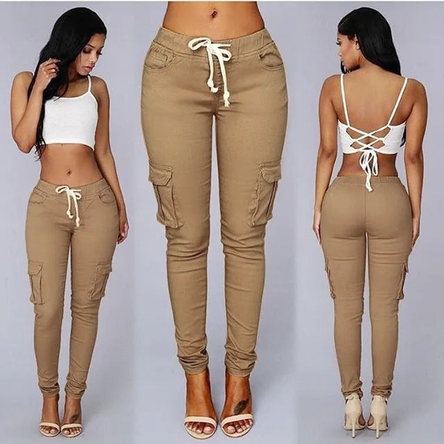 Slim-Fit Bleistifthose für Damen mit Kordelzug & Taschen